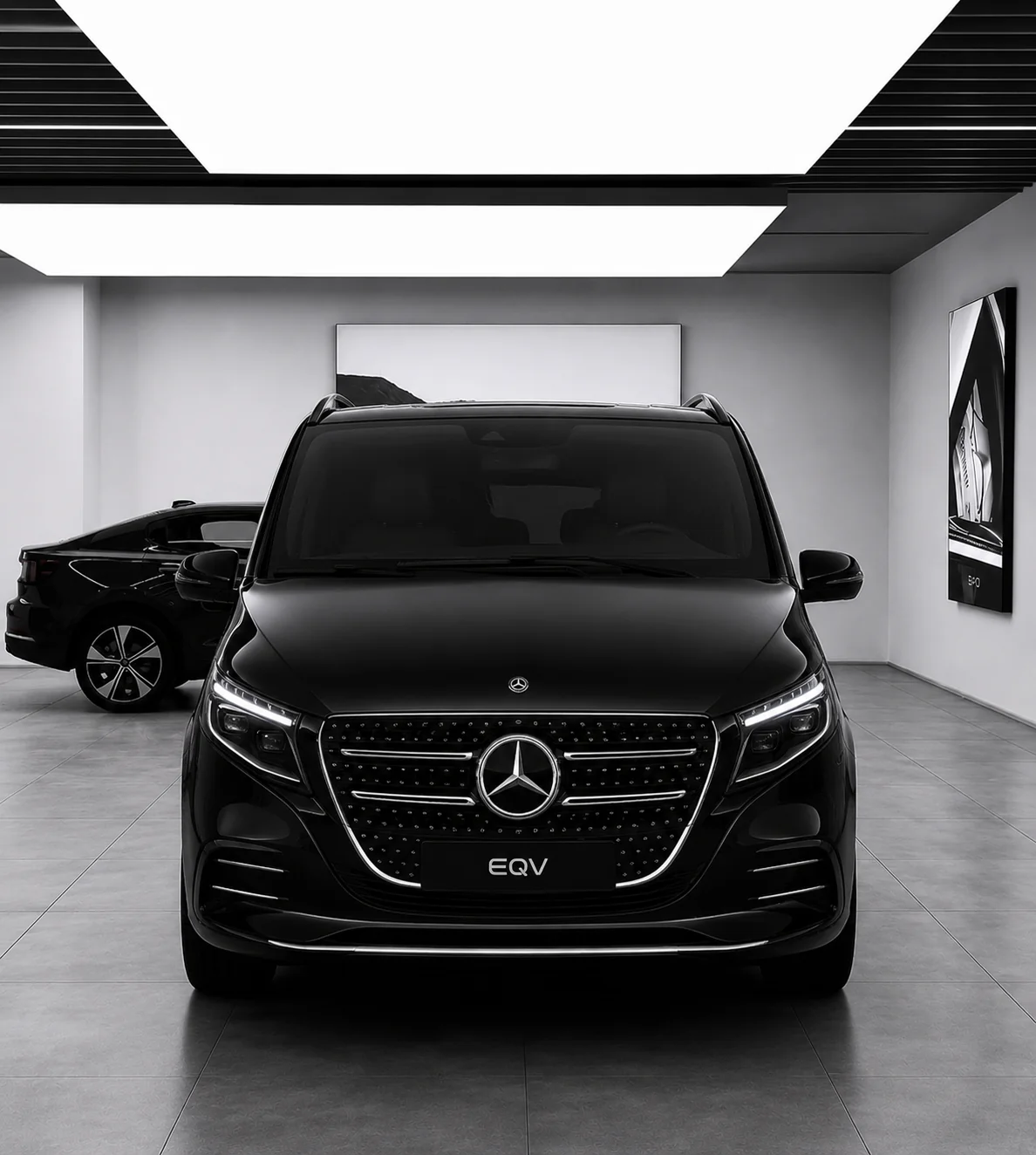 Mercedes-Benz EQV in the approved AECCO showroom artwork